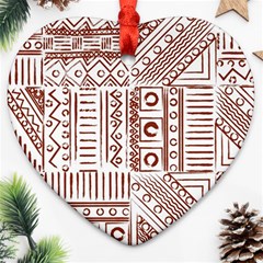 Tribal Pattern Vintage Texture Heart Ornament (Two Sides)