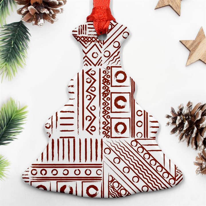 Tribal Pattern Vintage Texture Ornament (Christmas Tree) 