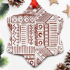 Tribal Pattern Vintage Texture Snowflake Ornament (Two Sides)