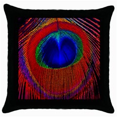 Peacock Plumage Fearher Bird Pattern Throw Pillow Case (black) by Sapixe