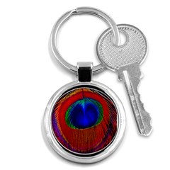 Peacock Plumage Fearher Bird Pattern Key Chain (round) by Sapixe