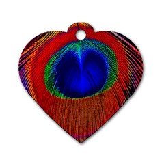 Peacock Plumage Fearher Bird Pattern Dog Tag Heart (two Sides) by Sapixe