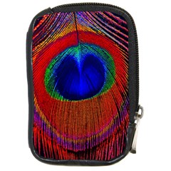 Peacock Plumage Fearher Bird Pattern Compact Camera Leather Case by Sapixe