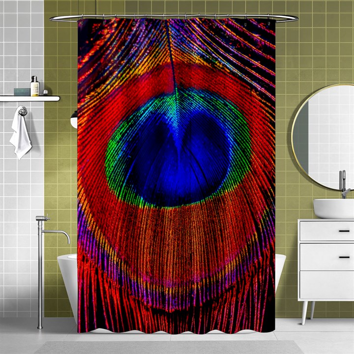 Peacock Plumage Fearher Bird Pattern Shower Curtain 48  x 72  (Small) 