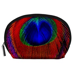 Peacock Plumage Fearher Bird Pattern Accessory Pouch (large) by Sapixe