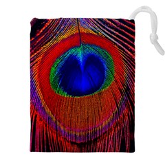 Peacock Plumage Fearher Bird Pattern Drawstring Pouch (5xl) by Sapixe