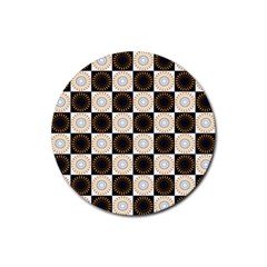 Illustration Checkered Pattern Decoration Rubber Round Coaster (4 Pack) by Sapixe