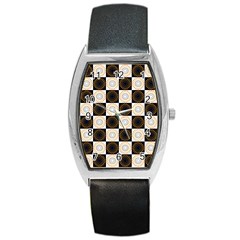 Illustration Checkered Pattern Decoration Barrel Style Metal Watch by Sapixe