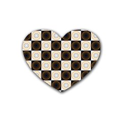 Illustration Checkered Pattern Decoration Rubber Coaster (heart) by Sapixe