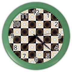 Illustration Checkered Pattern Decoration Color Wall Clock by Sapixe