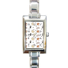 Cat Kitten Design Pattern Rectangle Italian Charm Watch by Sapixe