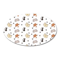 Cat Kitten Design Pattern Oval Magnet by Sapixe