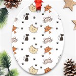 Cat Kitten Design pattern Oval Ornament (Two Sides) Front