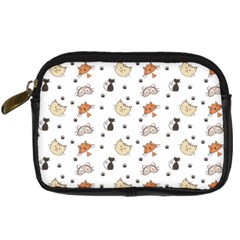 Cat Kitten Design Pattern Digital Camera Leather Case by Sapixe