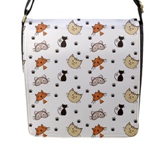 Cat Kitten Design Pattern Flap Closure Messenger Bag (l) by Sapixe