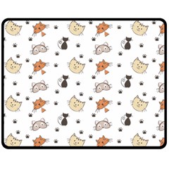 Cat Kitten Design Pattern Double Sided Fleece Blanket (medium)  by Sapixe