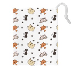 Cat Kitten Design Pattern Drawstring Pouch (4xl) by Sapixe