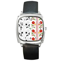 Vectors Bulgarian Folk Art Folk Art Square Metal Watch by Sapixe