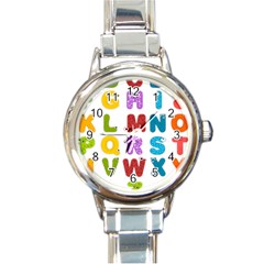 Vectors Alphabet Eyes Letters Funny Round Italian Charm Watch by Sapixe