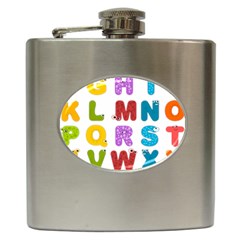 Vectors Alphabet Eyes Letters Funny Hip Flask (6 Oz) by Sapixe