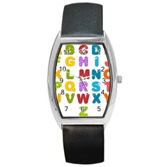 Vectors Alphabet Eyes Letters Funny Barrel Style Metal Watch by Sapixe