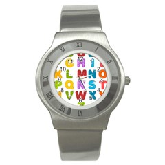 Vectors Alphabet Eyes Letters Funny Stainless Steel Watch by Sapixe