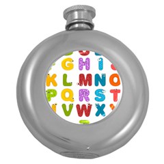 Vectors Alphabet Eyes Letters Funny Round Hip Flask (5 Oz) by Sapixe