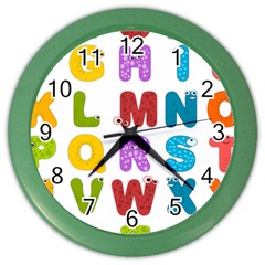 Vectors Alphabet Eyes Letters Funny Color Wall Clock by Sapixe