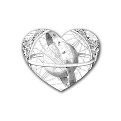 Constellations Celestial Moon Earth Rubber Coaster (heart) by Sapixe