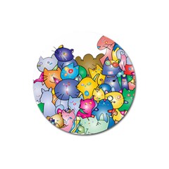 Cats Cartoon Cats Colorfulcats Magnet 3  (round) by Sapixe