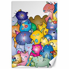 Cats Cartoon Cats Colorfulcats Canvas 12  X 18  by Sapixe