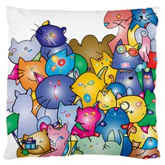 Cats Cartoon Cats Colorfulcats Large Cushion Case (two Sides) by Sapixe