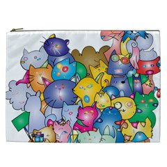 Cats Cartoon Cats Colorfulcats Cosmetic Bag (xxl) by Sapixe