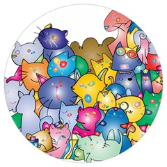 Cats Cartoon Cats Colorfulcats Round Trivet by Sapixe