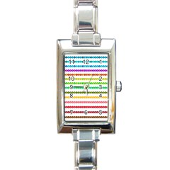 Ribbons Sequins Embellishment Rectangle Italian Charm Watch by Sapixe