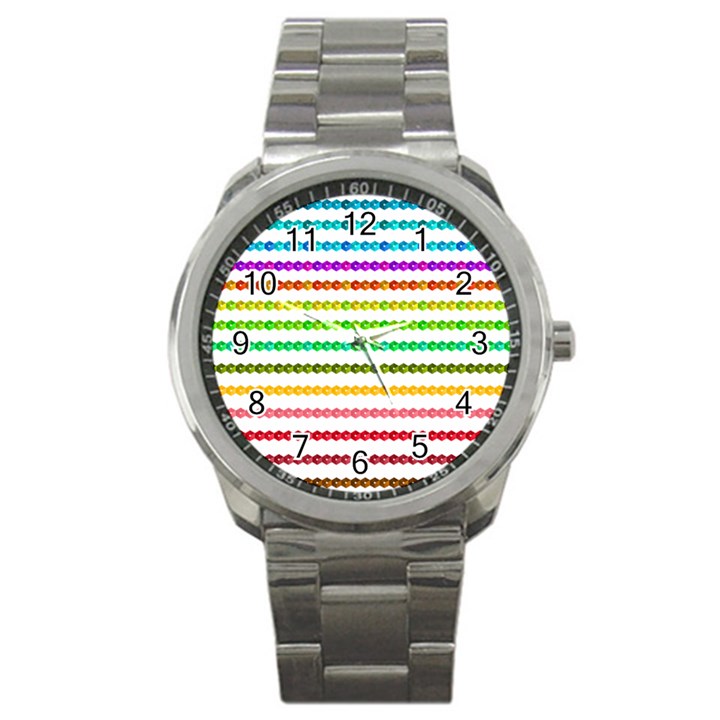 Ribbons Sequins Embellishment Sport Metal Watch