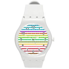 Ribbons Sequins Embellishment Round Plastic Sport Watch (m) by Sapixe