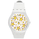 Isolated Transparent starfish Round Plastic Sport Watch (M) Front