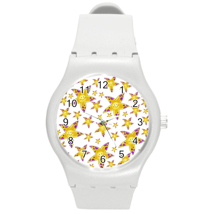 Isolated Transparent starfish Round Plastic Sport Watch (M)