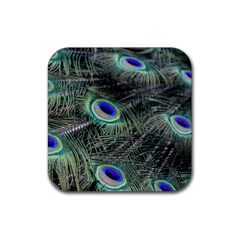 Plumage Peacock Feather Colorful Rubber Coaster (square) by Sapixe