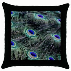 Plumage Peacock Feather Colorful Throw Pillow Case (black) by Sapixe