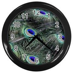 Plumage Peacock Feather Colorful Wall Clock (black) by Sapixe