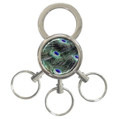 Plumage Peacock Feather Colorful 3-ring Key Chain by Sapixe