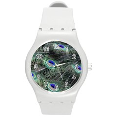 Plumage Peacock Feather Colorful Round Plastic Sport Watch (m) by Sapixe