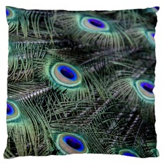 Plumage Peacock Feather Colorful Large Flano Cushion Case (two Sides) by Sapixe