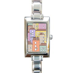 Houses City Architecture Building Rectangle Italian Charm Watch by Sapixe