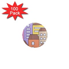 Houses City Architecture Building 1  Mini Magnets (100 Pack)  by Sapixe