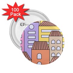 Houses City Architecture Building 2 25  Buttons (100 Pack)  by Sapixe