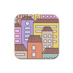 Houses City Architecture Building Rubber Square Coaster (4 pack) Front