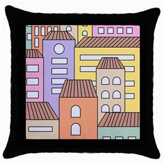 Houses City Architecture Building Throw Pillow Case (black) by Sapixe